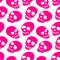 The pattern of the skull. Pink skulls on a white background.Vector.design for Halloween,Day of the dead,prints