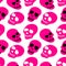 The pattern of the skull. Pink skulls on a white background.Vector illustration. design for Halloween, Day of the dead