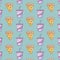 pattern of slice pizza with beverages bottles kawaii style
