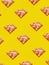 Pattern of slices pizza on yellow background.