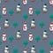 A pattern with snowmen around a Christmas tree with garlands. Winter background for textiles with snow characters. Happy