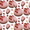 Pattern in the strawberry-chocolate cake theme: a piece of cake, strawberry-chocolate desserts, strawberry decoration, a