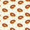 Pattern with swimming cartoon circles. Rubber toys for pool games, donuts. Background with lifebuoys for summer swimming
