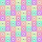 Pattern of toilet paper rolls on pastel multicolor tiles. Social distancing, shopping, options concept, bright colors