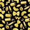 pattern with types of pasta, print. cute vintage illustration on dark background, pasta, italian food. cuisines of the world