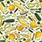 pattern with types of of summer squash. Art.