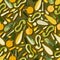 pattern with types of of summer squash. Flat style