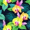 Pattern with vector orchids.