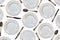Pattern of vintage dinner plates, knives, forks and spoons