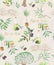 A pattern for wallpaper in the style of Provence with olives, olive oil, trees