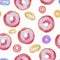 Pattern with watercolor donuts