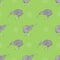 Pattern with watercolor kiwi birds on green.