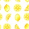 Pattern of watercolor lemon