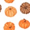 Pattern of watercolor pumpkins