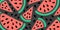 Pattern with watermelons and watermelon slices. Fruits vector background.