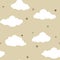 Pattern with white clouds and stars