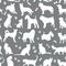 Pattern of white colors cats and dogs background illustration on grey. Animal collection. seamless surface pattern.