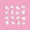 Pattern from white rose petals, square composition from flower petals on pink background. Minimal Valentines layout for