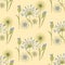 Pattern wildflowers gentle beige blue art creative vector