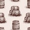 Pattern of the wine barrels sketches