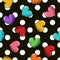 Pattern witn big polka dot ornament, hearts