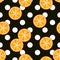 Pattern witn big polka dot ornament, orange slices