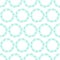 Pattern with wreaths of turquoise, mint and blue flowers on a white background