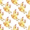 Pattern yellow chicken eating ice cream drawn with colored pencils