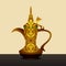 Patterned Antique Dallah Arabian Coffee Pot Vector Illustration