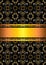 Patterned black background with gold ribbons