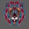 Patterned colored head of the lion. African / indian / totem / tattoo design. It may be used for design of a t-shirt, bag