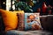 Patterned Cushions Cozy Bohemian Living Interior Generative AI