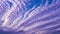 Patterned fluffy purple or ultra violet clouds in blue sky