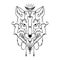 Patterned head of the wolf, animal face on white background. African or indian totem, boho style, flash tattoo design