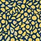 The patterned image of lemon slices on a vibrant blue background evokes a refreshing and zesty sensation, reminiscent of the tangy