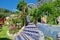 Patterned staircase inside The Giant`s House mosaic gardens in Akaroa, New Zealand