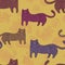 Patterned stylized cats seamless pattern