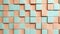 A patterned wall featuring a grid of alternating pastel peach.