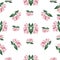 Patterns Seamless Rose red and green leaves,  Illustration On the white background, Design for Wedding, love paper, gift