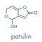 Patulin mycotoxin molecule. Skeletal formula.