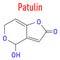 Patulin mycotoxin molecule. Skeletal formula. Chemical Structure