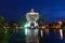 Patuxai monument at night, Vientiane, Laos.