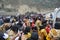 Paucartambo Peru Sagras demons with mask in the city cemetery visiting their dead fri