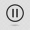 Pause icon with shadow. Vector button for web or app