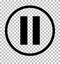 Pause sign. Dark gray icon on transparent background. Pause icon