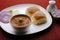 Pav Bhaji Indian spicy fast food with bread, onion and butter, Indian food, Indian Fast food
