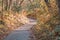 Paved hiking trail in Willow River State Park in Hudson Wisconsin