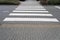 Paved Pedestrian Crossing, Grey White Crosswalk, Safety Zebra on Modern Tiles Pathway