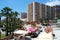 Pavement cafes along Benalmadena Promenade.