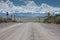 The pavement ends and the dirt road begins on California State Highway 270 near Bodie Ghost Town in the Eastern Sierra Nevada